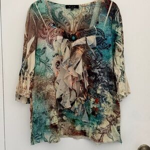 B.L.E.U. Multicolor Bohemian Blouse
